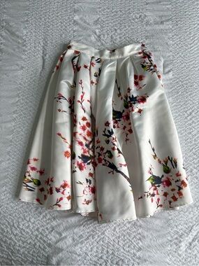 Vintage Cherry Blossom Floral Poplin Skirt